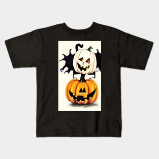 Halloween Scary Evil Pumpkin Funny Pumpkin Head Kids T-Shirt